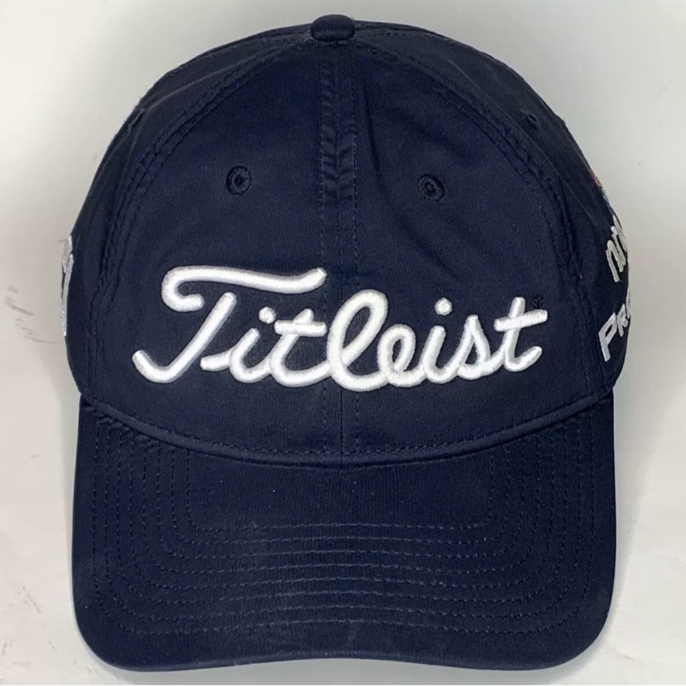 Titleist FJ Pro V1 NRG OS Adjustable Navy Blue Embroidered Performance Golf Hat - Picture 2 of 6